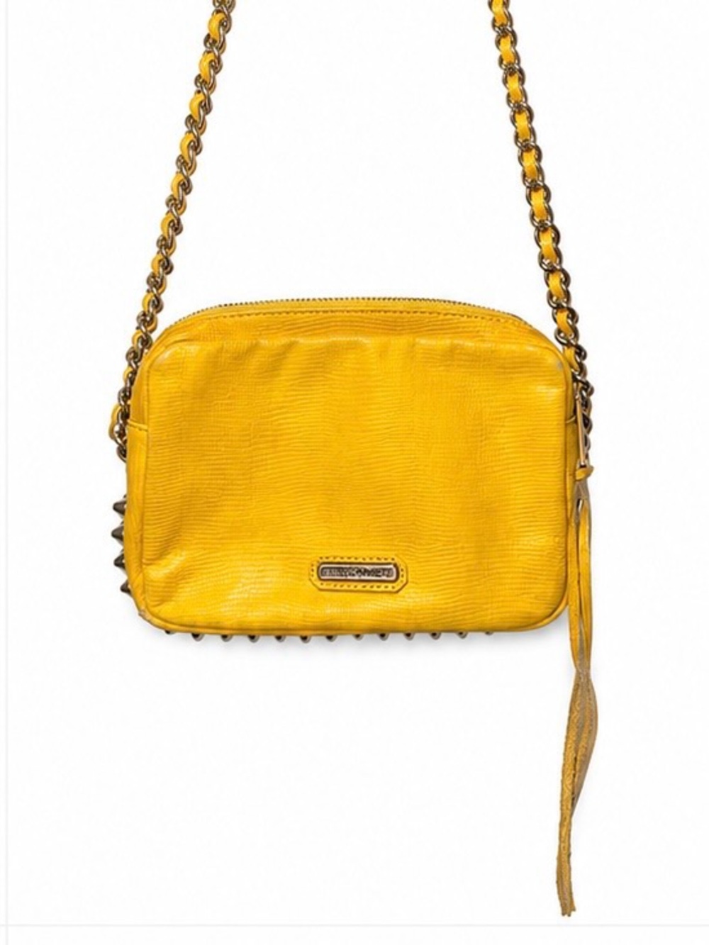 Rebecca Minkoff - Yellow Leather Crossbody Bag with Chain Strap